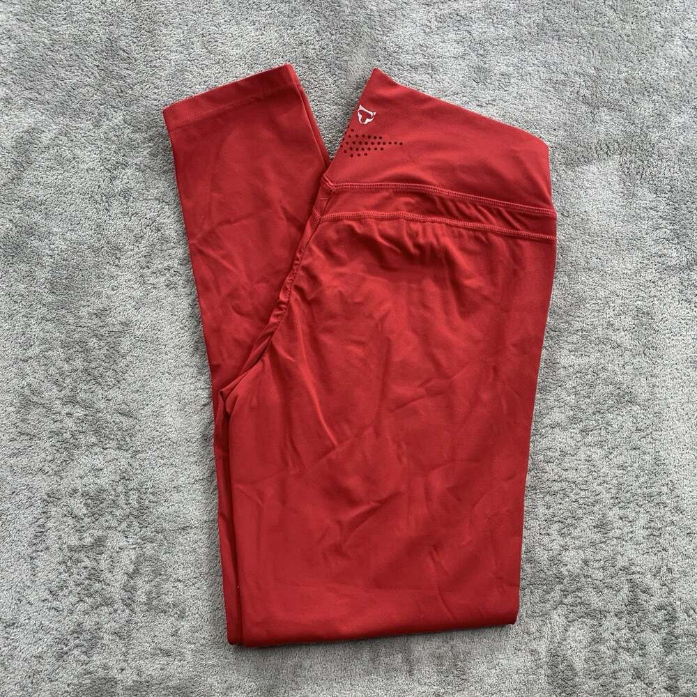 TomTiger Leggings Womens XL Red Yoga Stretch Athletic Booty Lift Athleisure